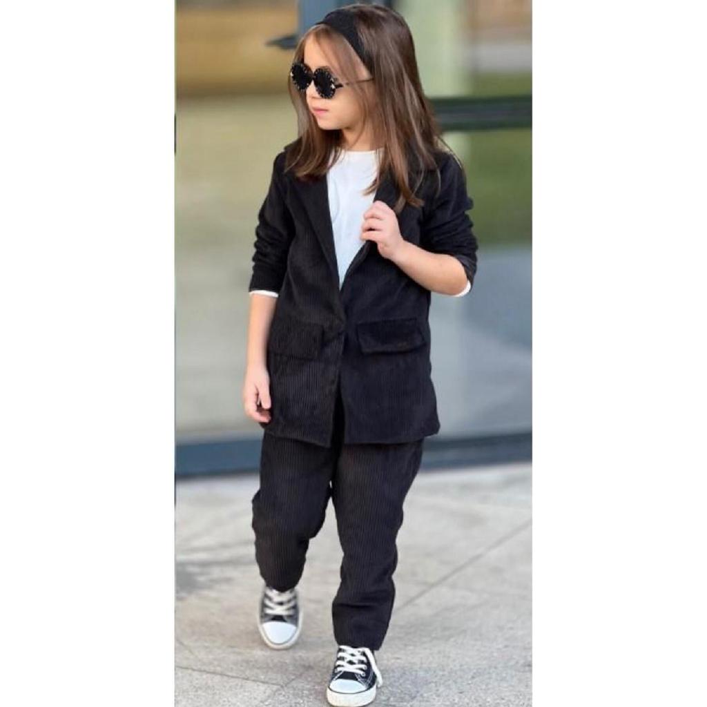 Girls' Velvet Cool Elegant 3 Piece Jacket Set 9068 Mink