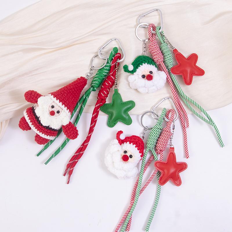 1 шт. Рождественские подарки Смешная вязаная крючком кукла Санта-Клауса Брелок Милый плюшевый вязаный из шерсти Санта-Клаус Украшение