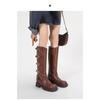 Suding Home~ Miu But Knee Boots Women's Spring and Autumn Leather Retro Brown Western Cowboy Boots Tall Knight Boots