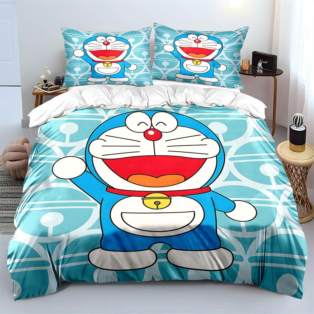 D-Doraemon with Friends Printed Bedding Set for Kids Boys Girls New 3d Printed Bed Cover Duvet Cover Pillow Case Bedroom Decor