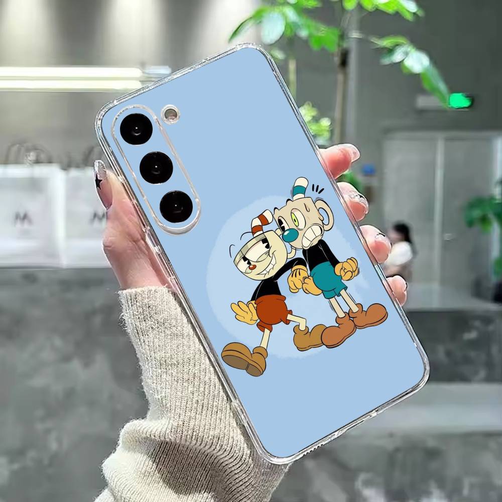 Cute CupHead And MugMan Phone Case For Samsung Galaxy A91,80,73,72 ,71,53,52,32 ,31,22,21s,20,Transparent Case