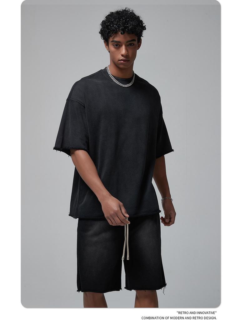 Мужская летняя футболка ARTIE белого цвета с эффектом потертости, окрашенная распылением | Коллекция 2024 г.