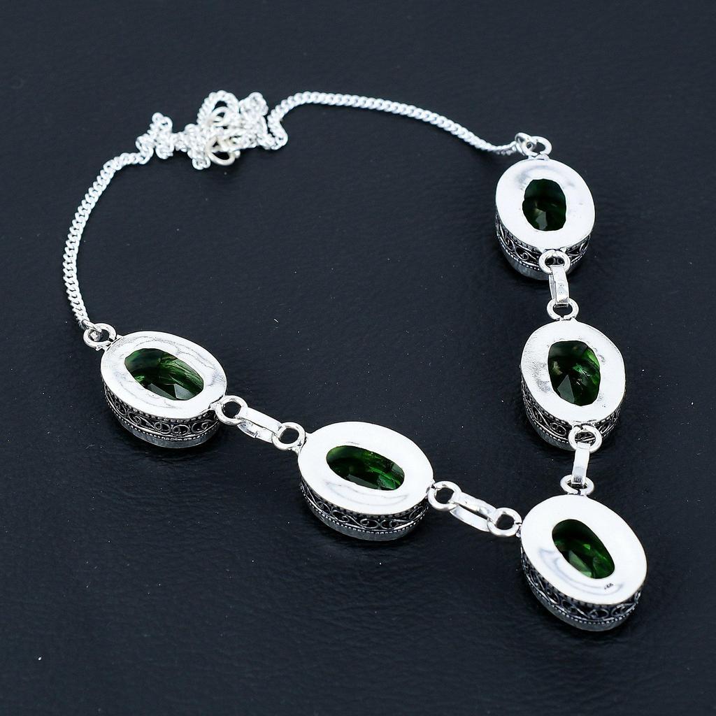 Ожерелье из стерлингового серебра 925 пробы ручной работы из хромдиопсида, антикварное ювелирное ожерелье, хромированное ожерелье для женщин, подарки из камня по случаю рождения