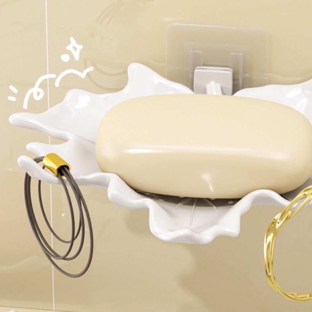 Wall Mounted Soap Box Self-adhesive Storage Rack Bathroom Kitchen Sink Organizer