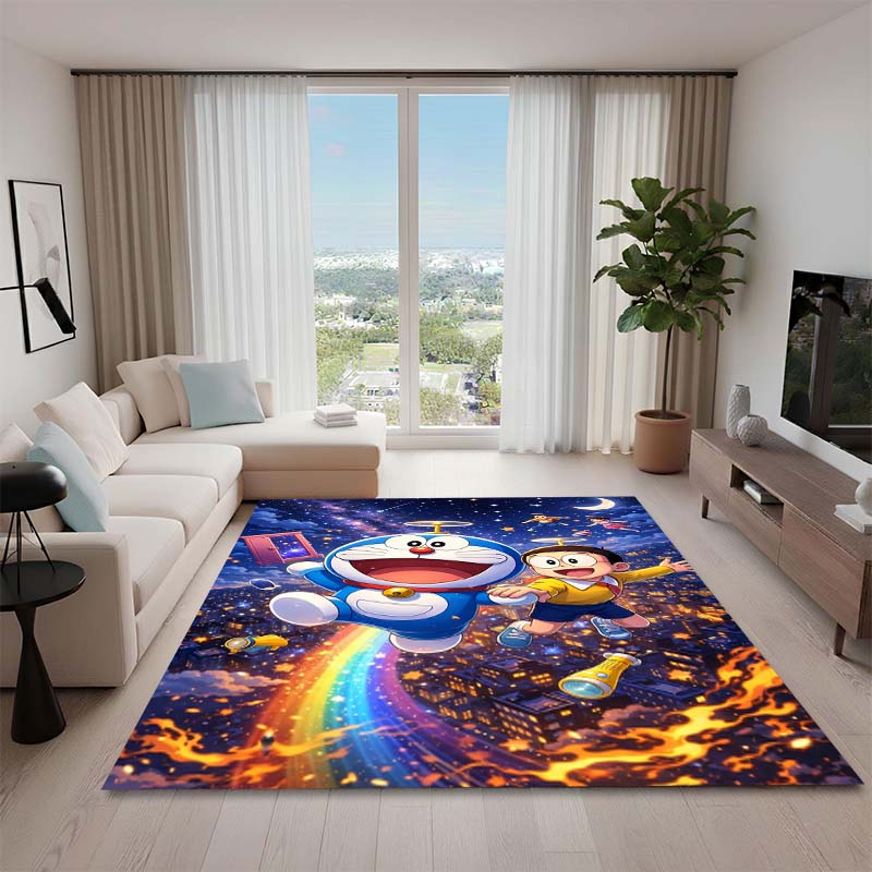 Cute Doraemon Rug, Suitable for Playrooms, Bedrooms, Living Rooms, Sofas, and Other Home Décor; Non-slip Children's Mat.