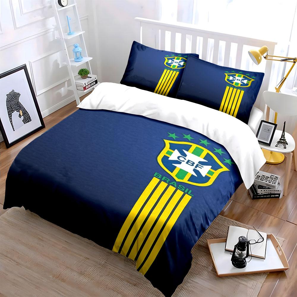 Brazilian football logo design. Bedding sets Duvet cover sets Duvet covers Pillowcases(1 * Duvet Cover 2 * Pillowcases, without duvet insert)