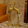 Brass Finish Crane Love Birds Pair| Saras Swan Showpiece Set for Home Decor| Metal Statue Figurines| Decorative Tabletop Decoration Item