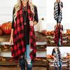 Womens Plaid Open Front Cardigan Sleeveless Pockets Drape Lightweight Vest Coat