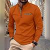 Men's Spring and Autumn Men's Stand-up Collar Polo Shirt Casual Sports Long-sleeved Henley Shirt