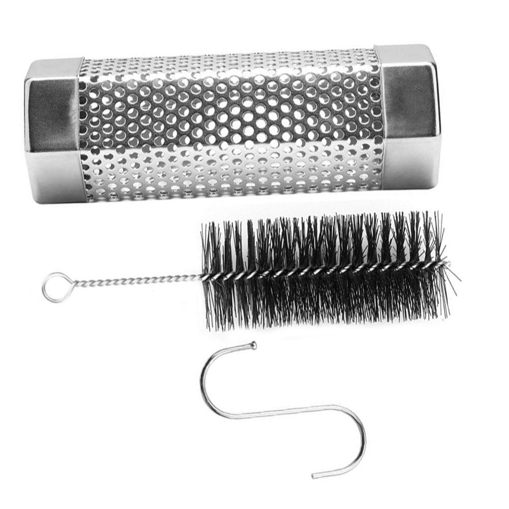 1 набор трубок из нержавеющей стали, 6 дюймов, большой емкости, шестиугольной формы, предотвращает перекатывание, дымовая трубка для BBQ для ароматного горячего и холодного копчения