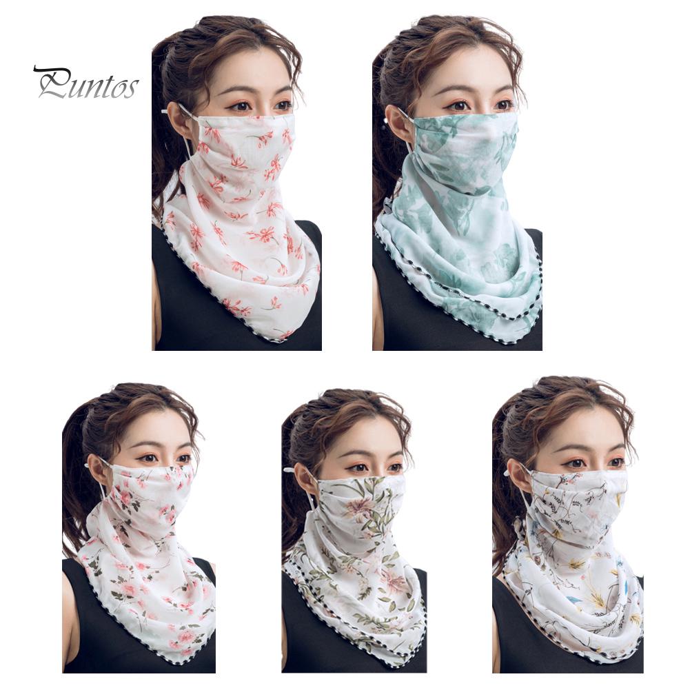 Дышащий 5 шт. женский цветочный принт солнцезащитный шарф-шапка для лица маска