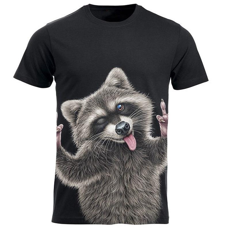 3d Print Funny Animal Raccoon T-Shirt For Men Summer Casual Short Sleeve T Shirt Streetwear