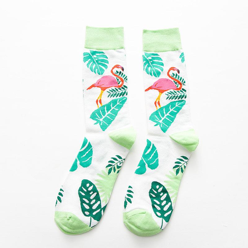 Flamingo Cotton Mid-Tube Men's Ethnic Trend Socks, Large Size, Cross-Border Hot Sale