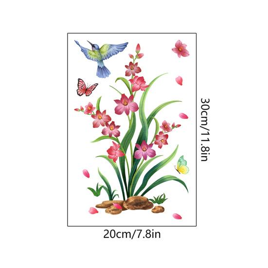 Наклейка на стену с цветочной птицей, водостойкая бесследная самоклеящаяся наклейка для удаления, декор для ванной комнаты и туалета