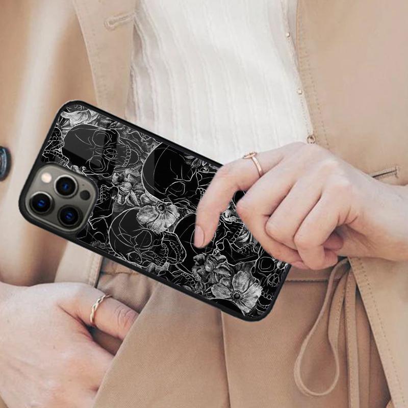 Готическая Мода Череп Магнитный Чехол Для Телефона Для APPLE iPhone 17 Air 16 14 13 12 Pro Max 15 Plus Беспроводная Зарядка С Чехлом MagSafe