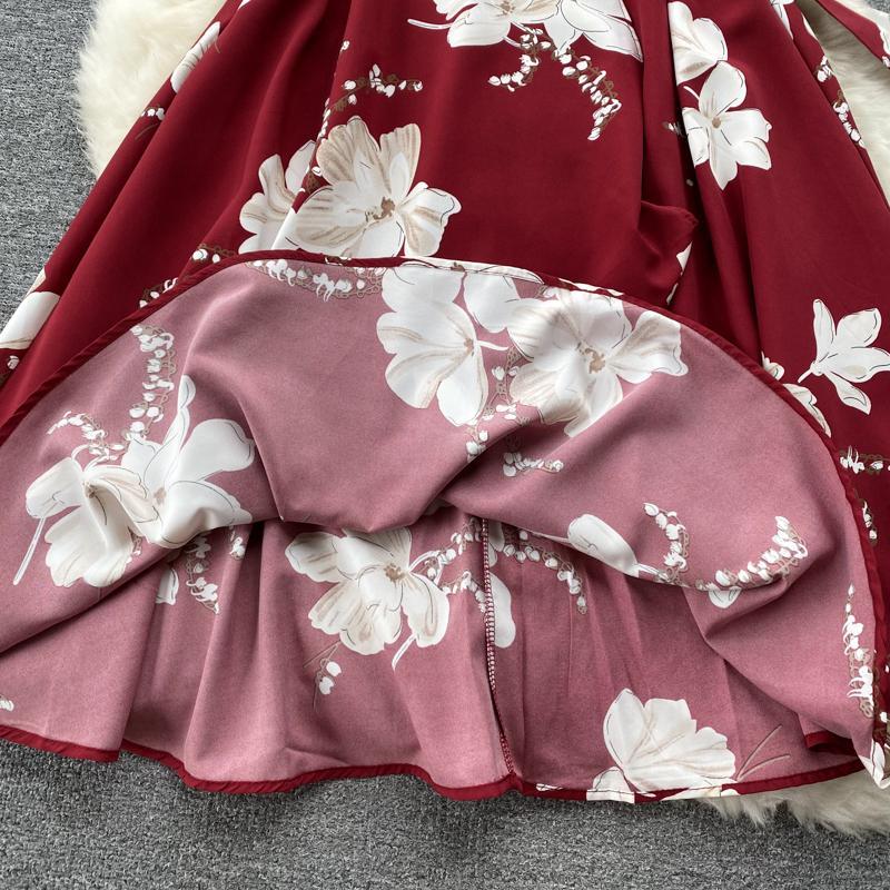 RUGOD Платье в праздничном стиле на шнуровке с принтом на талии. Летнее женское шикарное французское платье средней длины с короткими рукавами.