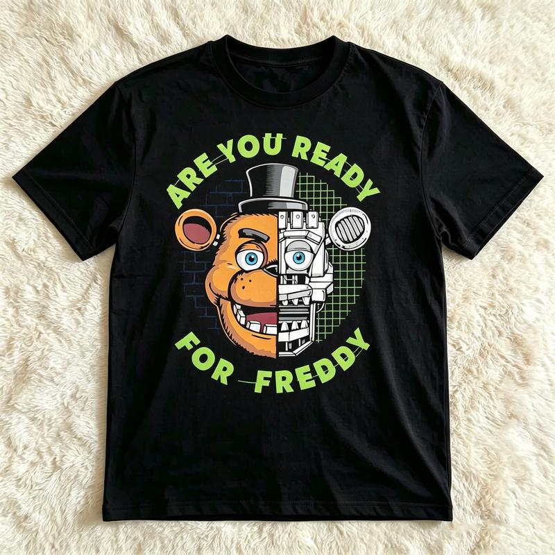 Fnaf Five Nights At Freddys Cartoon Graphic T Shirt Unisex Casual Short Sleeve Tee Oversized Summer Daily Wear Harajuku Y2k Top