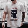 Men's Street Wear Cat Lover Funny Coffee Because Murder Print T-shirt Short Sleeve O-neck Streetwear Summer T Shirts