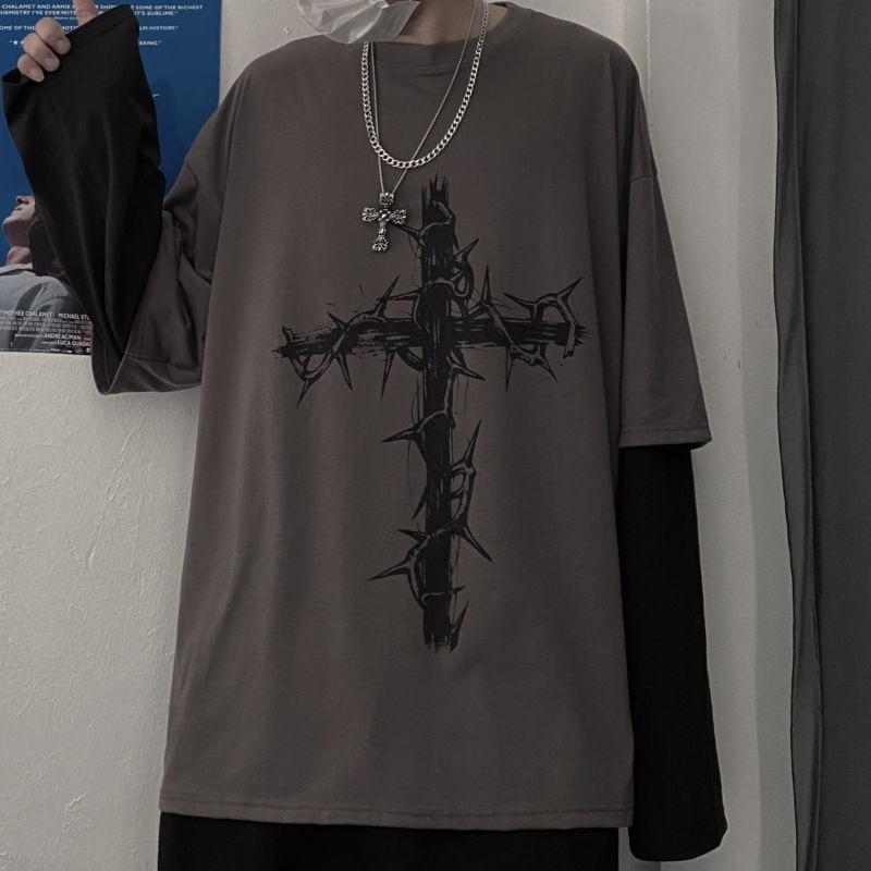 Clothes Long Sleeve Oversize T-shirt Mall Goth Tops Japanese Korean Streetwear Men Women Aesthetic Grunge Clothes