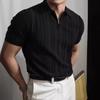 2025 Summer New Half-Zip Short Sleeve Men's Polo Shirt Solid Color Slim Fit Fashion Versatile Non-Iron Turn-Down Collar Knit Shirt