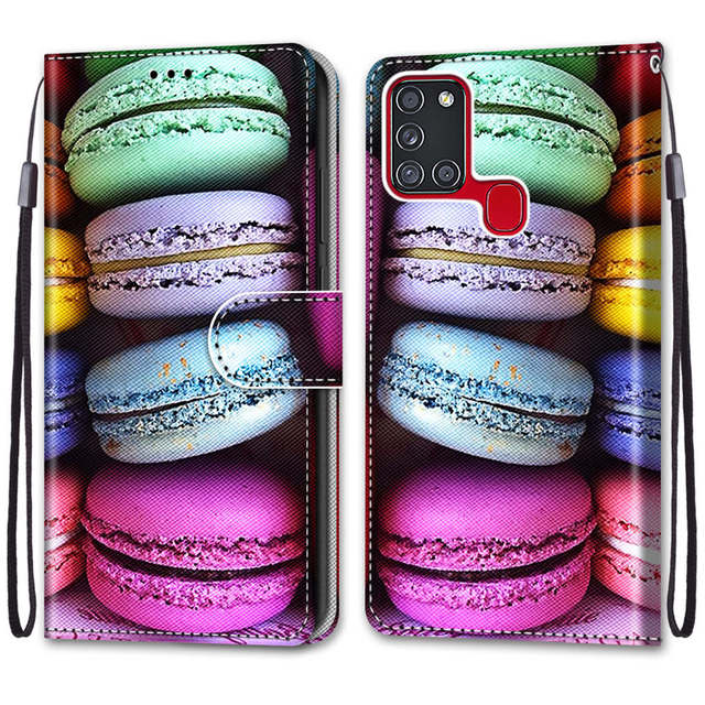 Кожаный чехол-кошелек с магнитом A21 S для Samsung Galaxy A21s A 21s, флип-чехол Etui, чехол для телефона с милым котом и собакой, женский чехол Carcasa