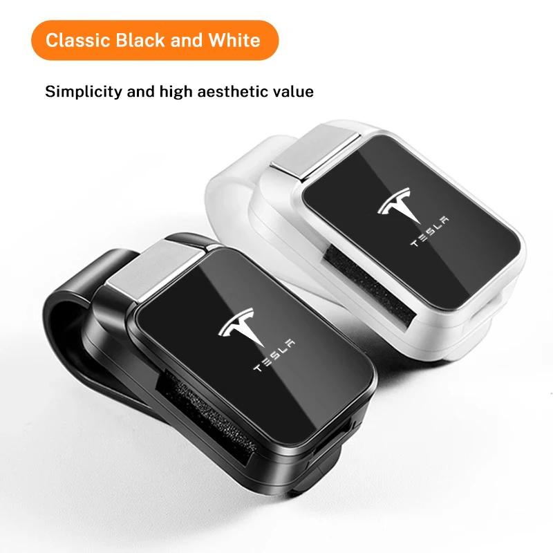 CQEPN1 1PC Car Sun Visor Glasses Clips Interior Eyeglasses Storage Holder for Tesla Model 3 S X Y Cybertruck Roadster