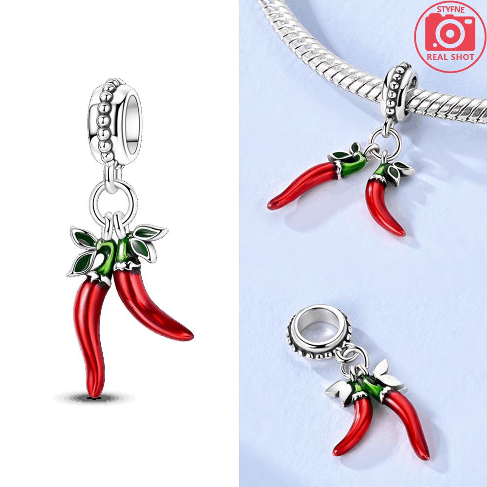 Red Heart Playing Card Original Copper Pendant Chili Pepper Bead Fit Bracelet Women Jewelry Diy Accessory Valentine Day Gift