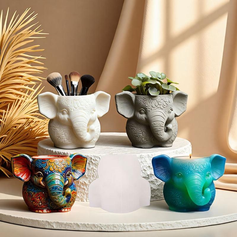 Силиконовая форма для кашпо в виде слона, многоразовая, силиконовая текстура для изделий из смолы, подсвечников и декоративных цветочных горшков