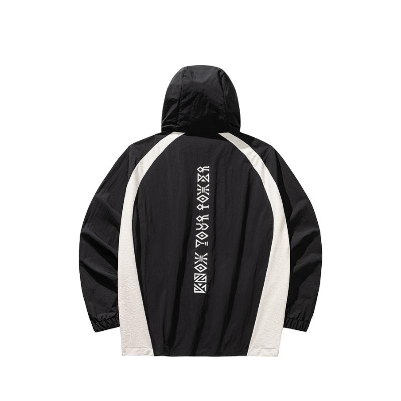 Anta Удобная Простая Цветной блок Универсальная Свободная Толстовка на молнии с капюшоном Унисекс Куртка 172531601-5