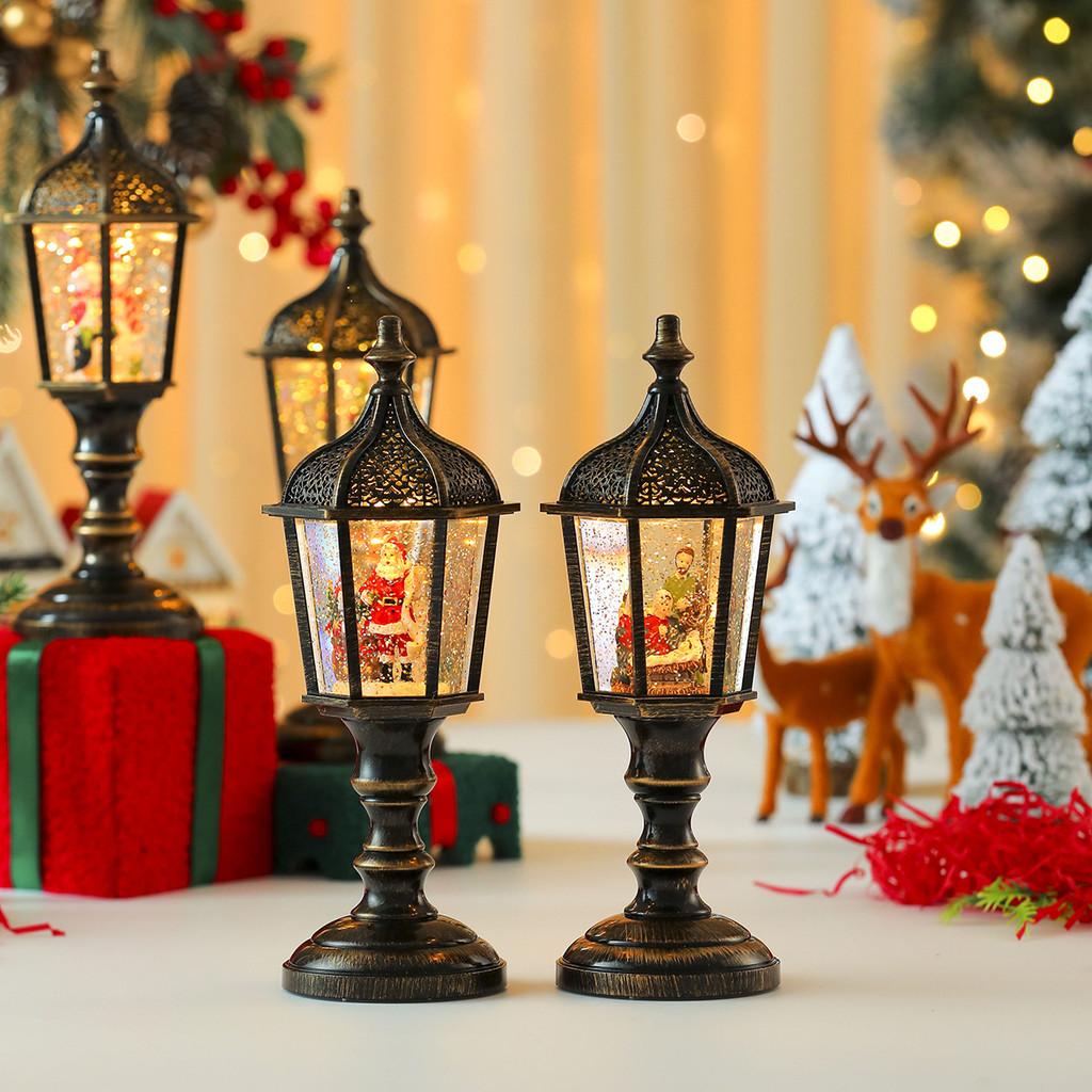 Рождественская фигурка снеговика Винтажная настольная лампа со светом, музыкой и снежным эффектом для праздничного декора