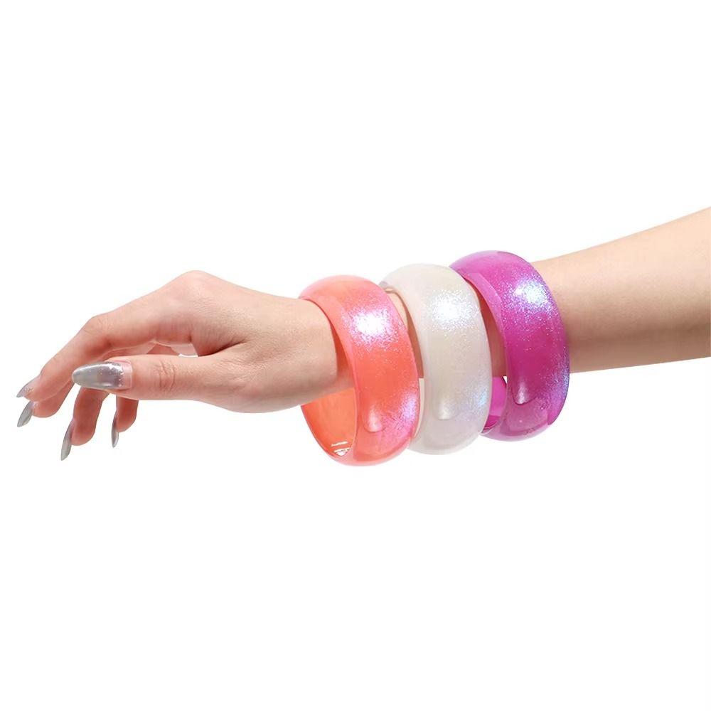 Geometric Design Irregular Wide Bracelet Glitter Big Round Transparent Hand Ring Gift