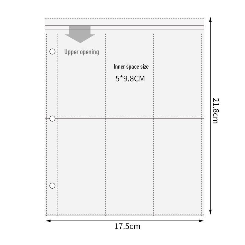 Сменный блок для альбома с карточками формата А5 с 7 отверстиями: Прозрачная 3-дюймовая сетка из четырех квадратов для карточек идолов