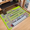 1 шт. Мягкий моющийся прямоугольный ковер на тему аэропорта - Зеленый с рисунком самолета и взлетно-посадочной полосы, Полиэстер для гостиной