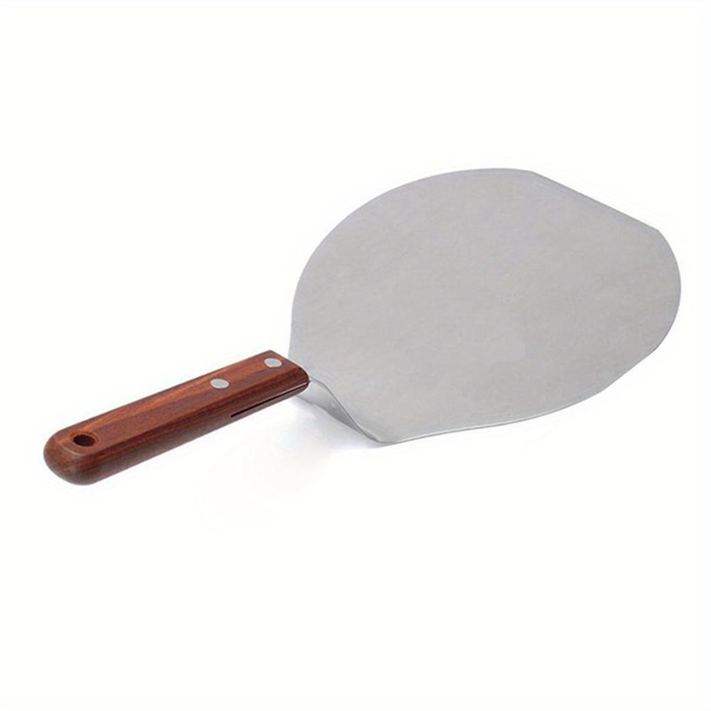 Stainless Steel Round Pizza Peel with Wooden Handle Durable Flat Surface for Easy Pizza Transfer and Serving Suitable for Home and Commercial Use