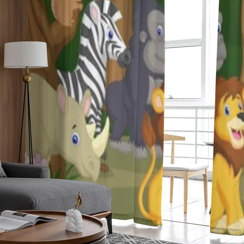 Прозрачные шторы с изображением диких животных из мультфильмов для гостиной, прозрачный тюль, оконные шторы для спальни, кухни, домашнего декора, вуаль, занавески