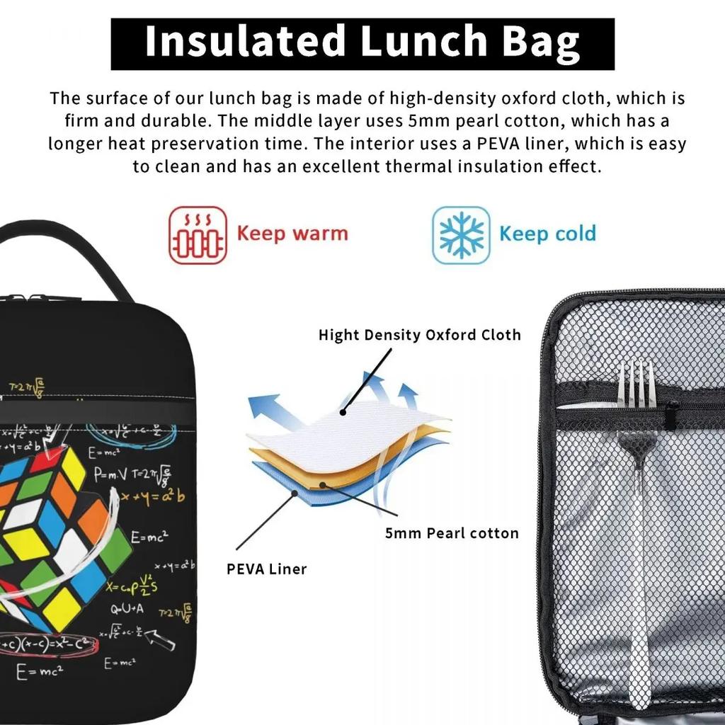 Math Rubics Accessories Insulated Lunch Tote Bag For Picnic Food Storage Bag Reusable Thermal Cooler Lunch Boxes