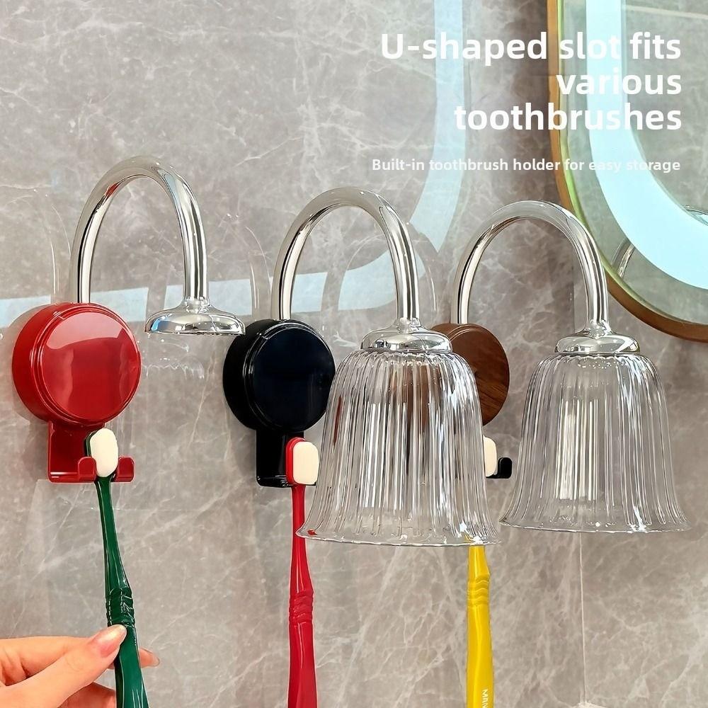 Durable Magnetic Drainage Toothbrush Organizer Wall-Mounted Inverted Tooth Cup Holder