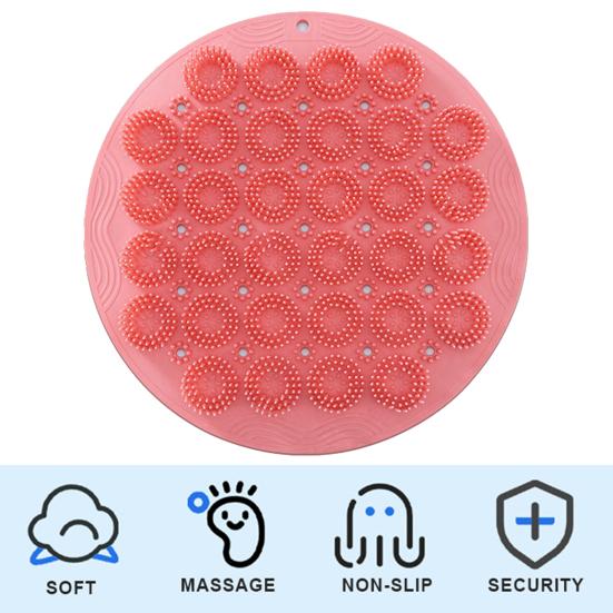 Коврик для ванной, дизайн с присоской, противоскользящий, быстросохнущий, натирает спину, круглая щетка, отшелушивающий массажный скребок для душа, коврик для ног, ежедневное использование