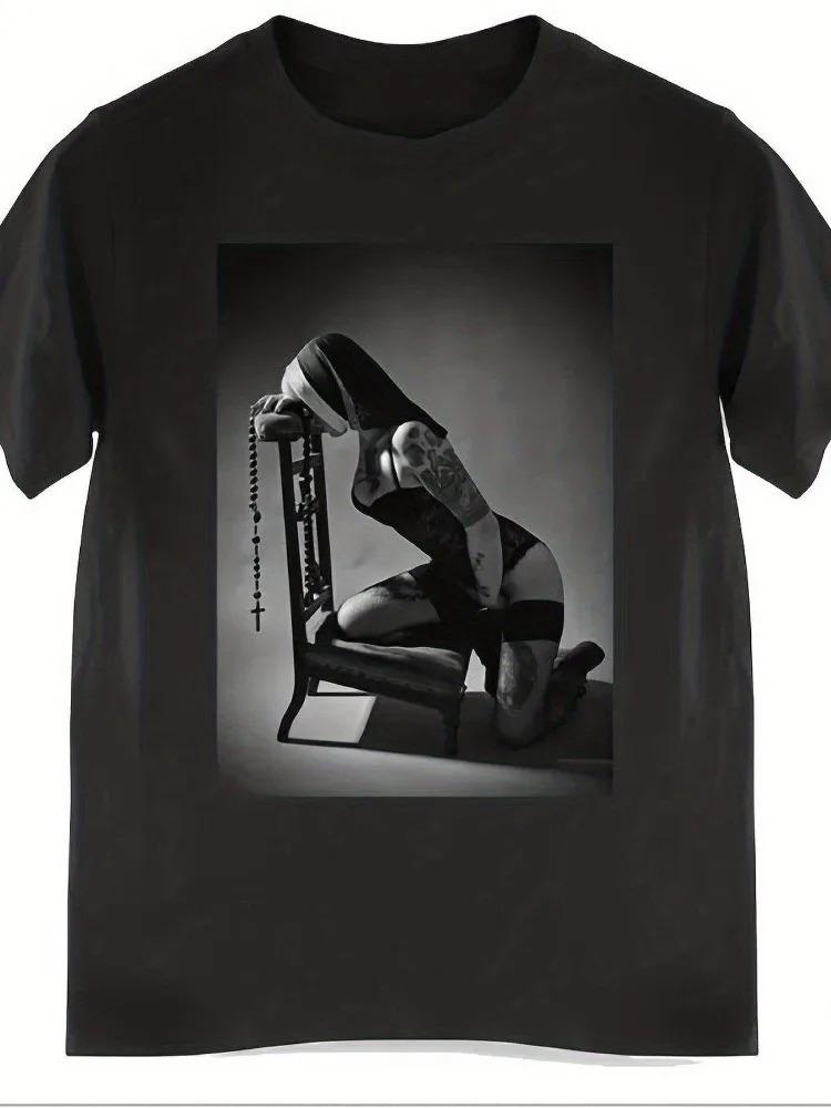 Contrast Nun Smoking Drink 2D Print Summer Men's O-Neck T-shirt Casual Cotton Short Cotton Best Selling Round Neck Comfortable