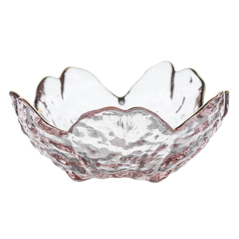 Маленькая стеклянная тарелка в скандинавском стиле с золотой инкрустацией, стеклянная миска для соуса, приправа для барбекю, цветочная миска с лепестками, стеклянная тарелка для приправ