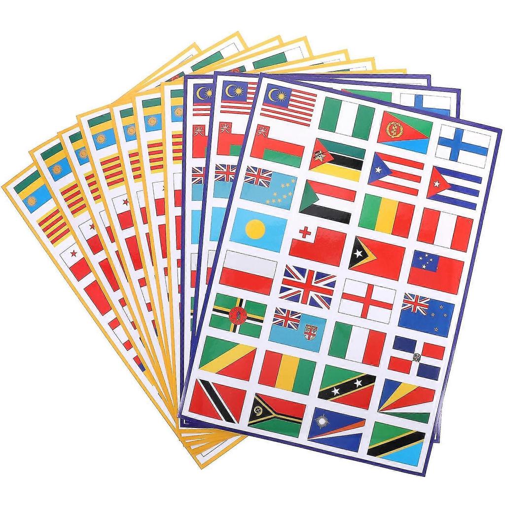 10 Sheets Laptop Decals Flags Passport Stickers Countries Flags Stickers World Planner Stickers