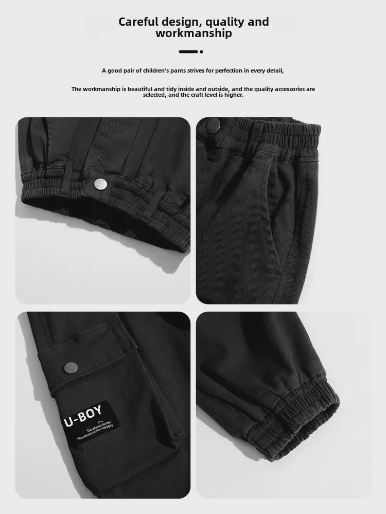 Повседневные брюки из чистого хлопка для мальчиков - Новая коллекция осень-зима 2023 года с бархатом - Для детей и подростков