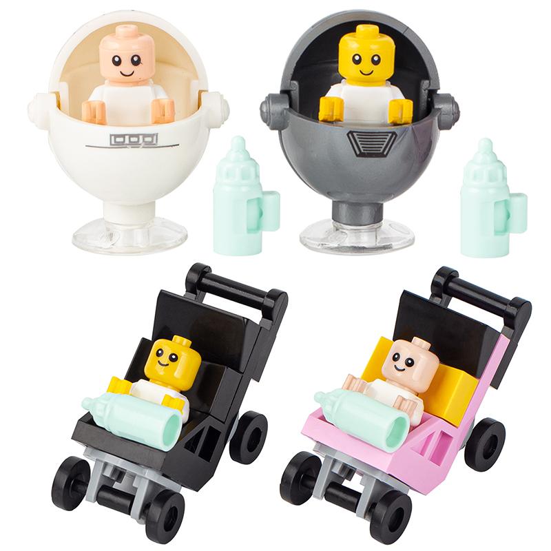Город Фигурки Мебель Набор Игрушки Модель MOC Кирпичи Детская коляска Стол Диван Кровать Пианино Кухня Ванная Строительные блоки Подарок