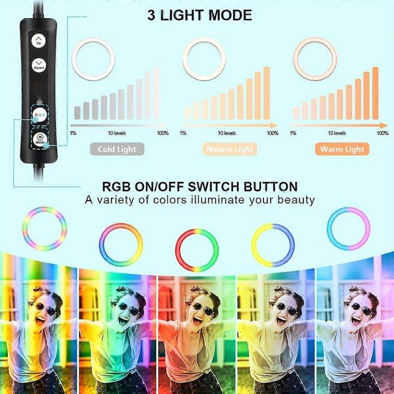 Выездной заполняющий свет Мобильный телефон Rgb кольцевой свет Ведущий Селфи ТикТок Бьюти-свет Фотография Штатив