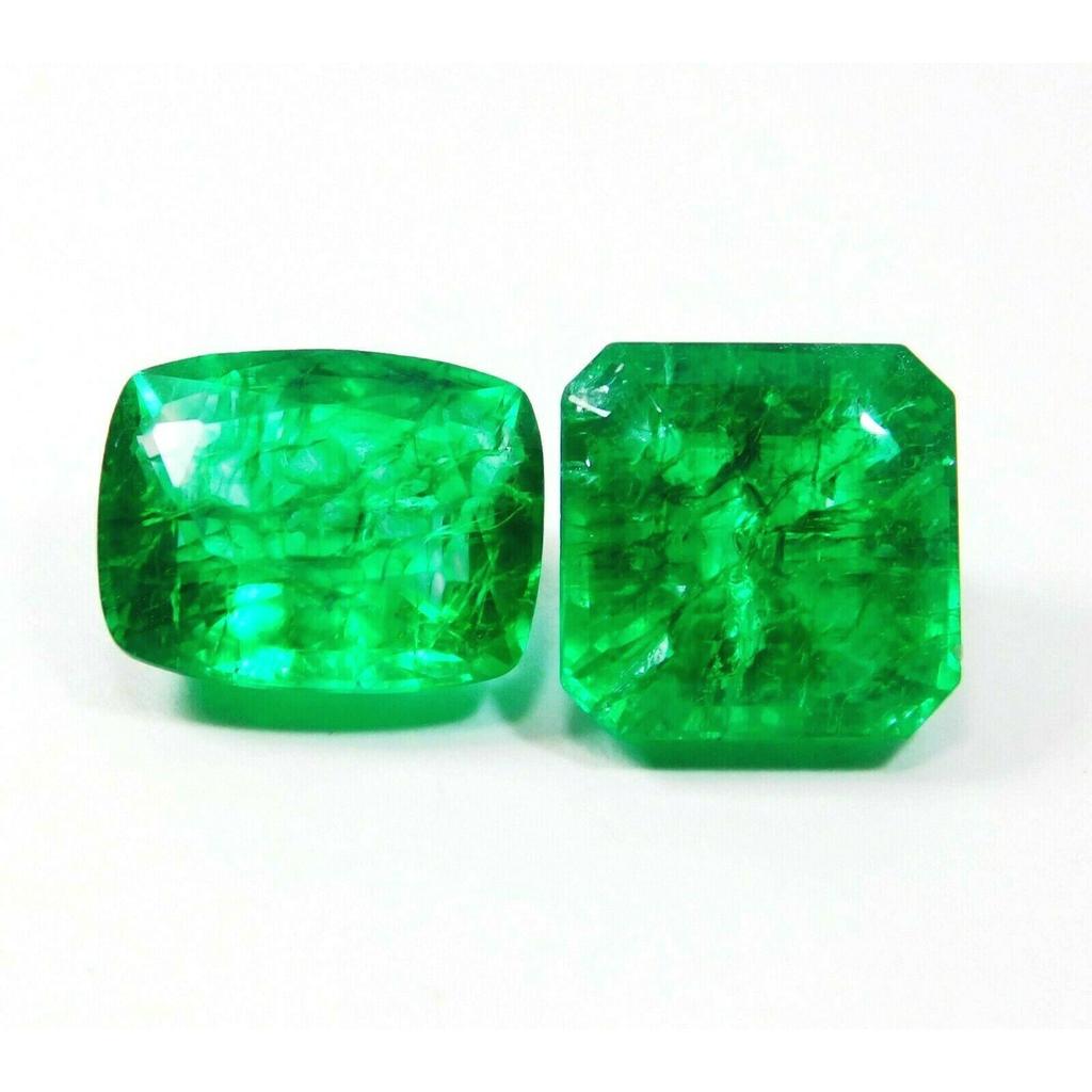 Natural Green Emerald Loose Gemstone Colombian 15 ct Mixed Shape Pair for Jewelry Making and Crafts