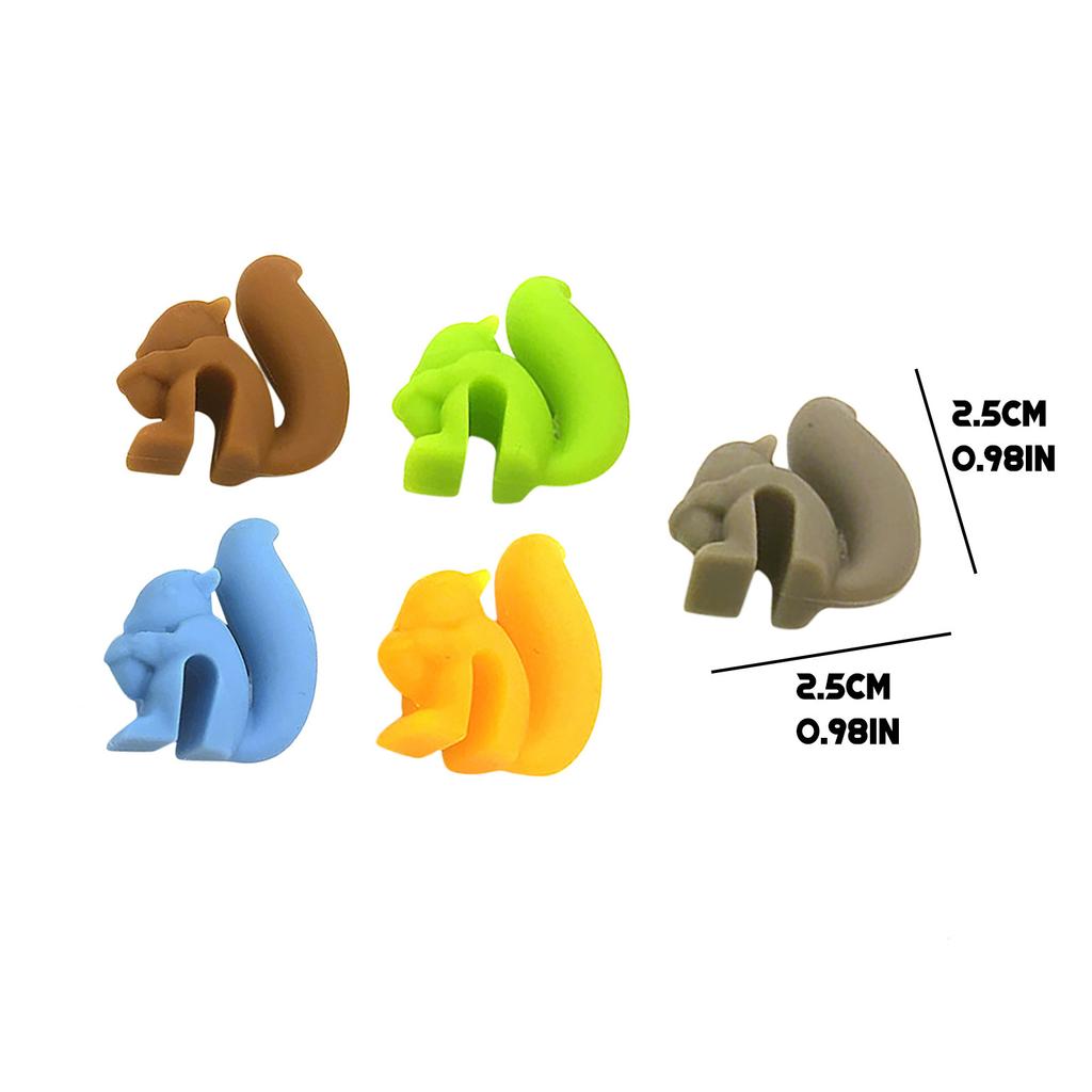5Pcs/set Squirrels Tea Bag Hanging Holder Cup Silicone Cup Marker Kitchen Gadget