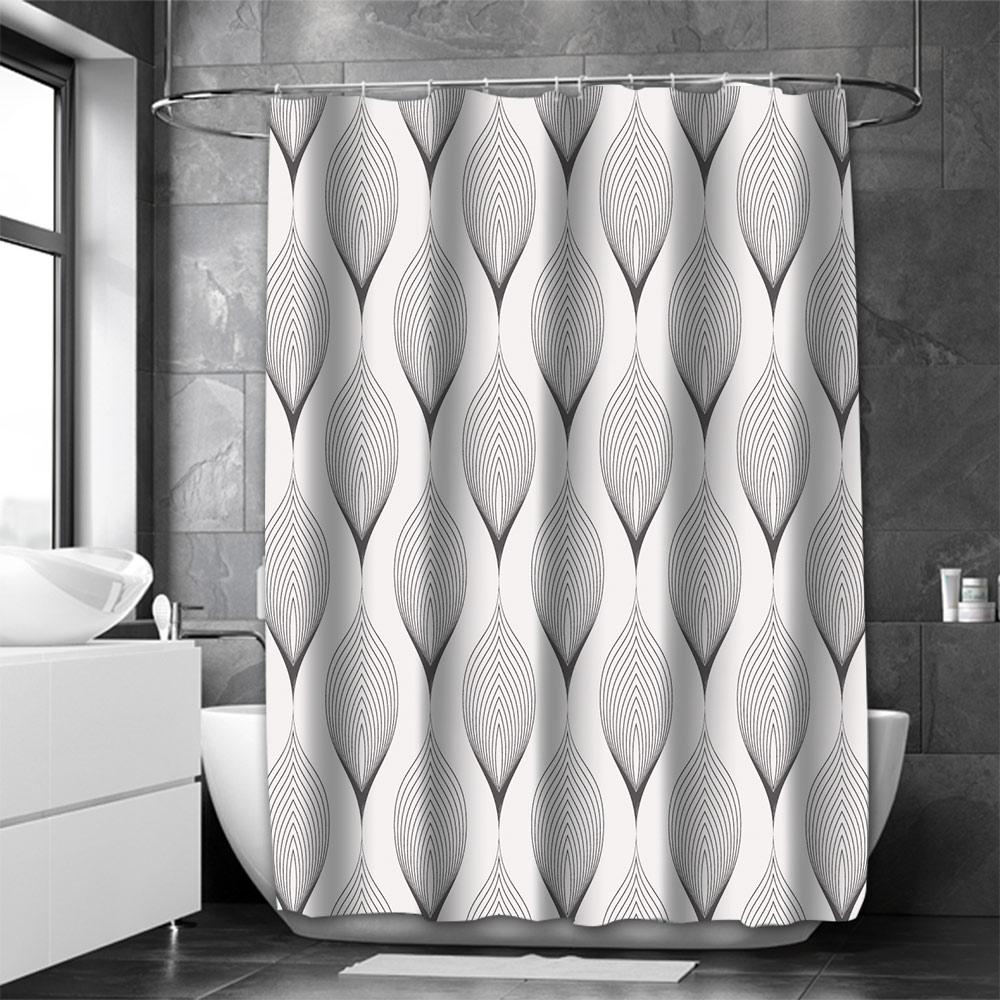 Абстрактная Геометрическая Занавеска для Ванной Комнаты  Ванная Комната Скандинавский зеленый лист  Водонепроницаемая Занавеска для Душа с 12 Крючками Домашний Декор Бесплатная Доставка