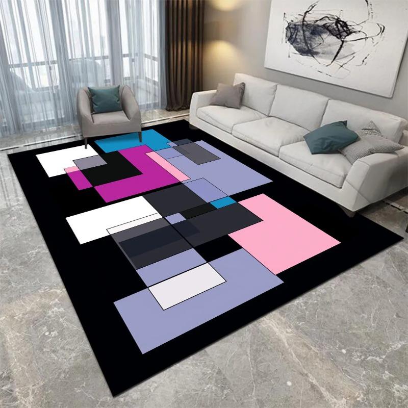 Премиальные Роскошные Геометрические Ковры Золотой Акцент Дизайн Красочный Абстрактный Узор для Современного Декора Гостиной