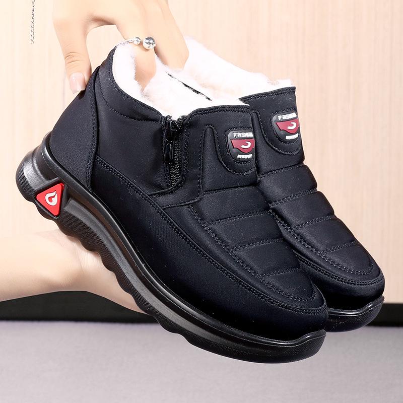 Men's Winter Fur Lined High-Top Shoes Outdoor Slip-On Sneakers Casual Waterproof Short Boots Warm Fleece Lined Snow Booties With Zipper for Male