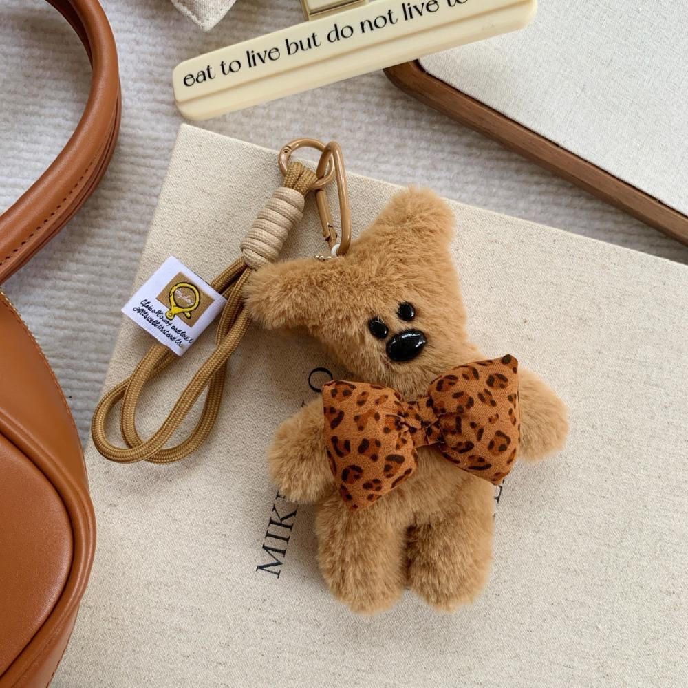 Cute Soft Bear Bag Charm Brown Cartoon Doll Keychain Handmade Craft Bag Hanging Cartoon Keychain Key Holder